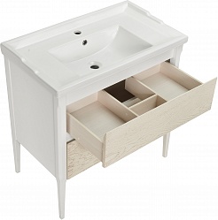 ASB-Woodline Мебель для ванной Лорена 80 белая/бежевая – фотография-7